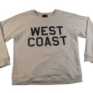 Free People X Retro Brand WEST COAST Crew Sweatshirt Women Small White Pullover